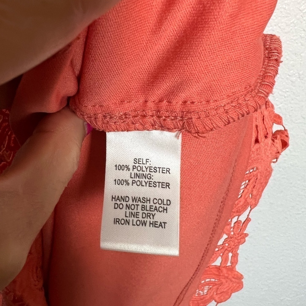 Lulu’s Love Poem Coral Orange Lace Dress Size Small - Picture 8 of 9